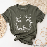 Splatter Shamrock Silhouette St Patrick’s Day T-Shirt, Retro Lucky Clover Tee