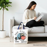 Too Tired For This Funny Raccoon Canvas Tote Bag, Retro Snarky Coffee Printed Gift Bag