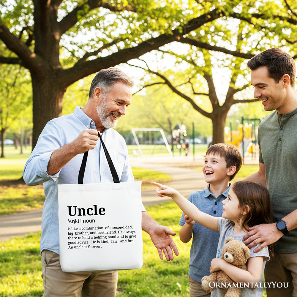 Uncle Definition Canvas Tote Bag, Funny Family Gift Shopper