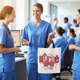 Valentine Nurse Coquette Bow Canvas Tote Bag, Cupid Favorite Nurse Work Shopper