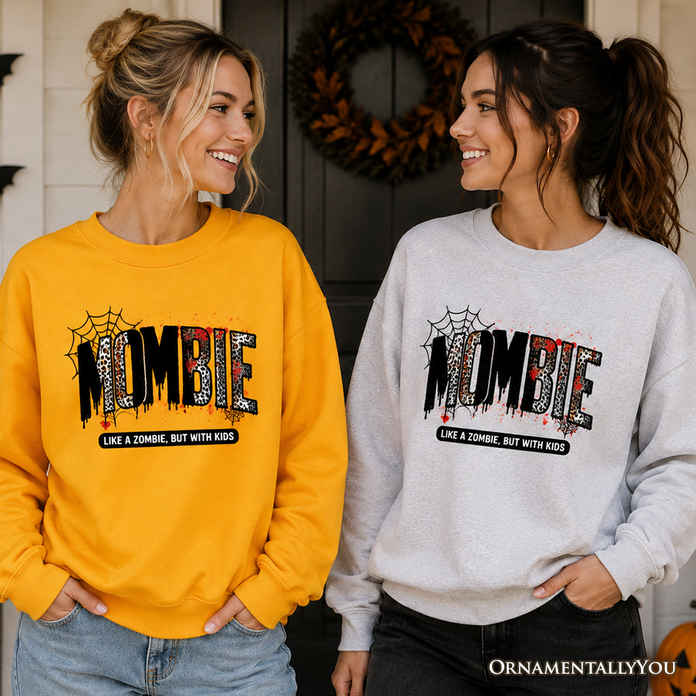 Mombie Like a Zombie But With Kids Sweatshirt, Funny Halloween Mom Horror Sweater