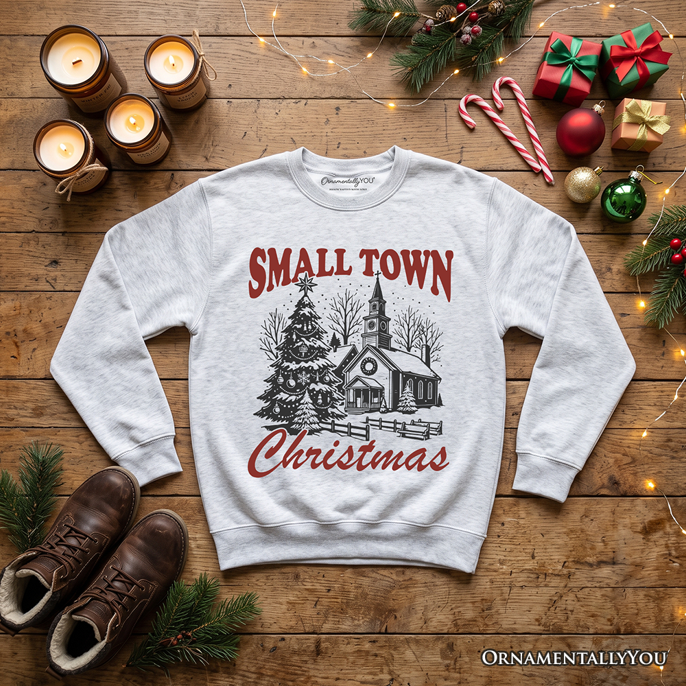 Small Town Christmas Vintage Sweatshirt, Rustic Winter Church Sweater
