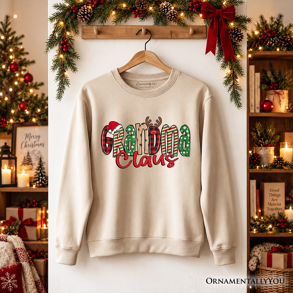 Grandma Claus Retro Christmas Sweatshirt, Matching Family Holiday Sweater