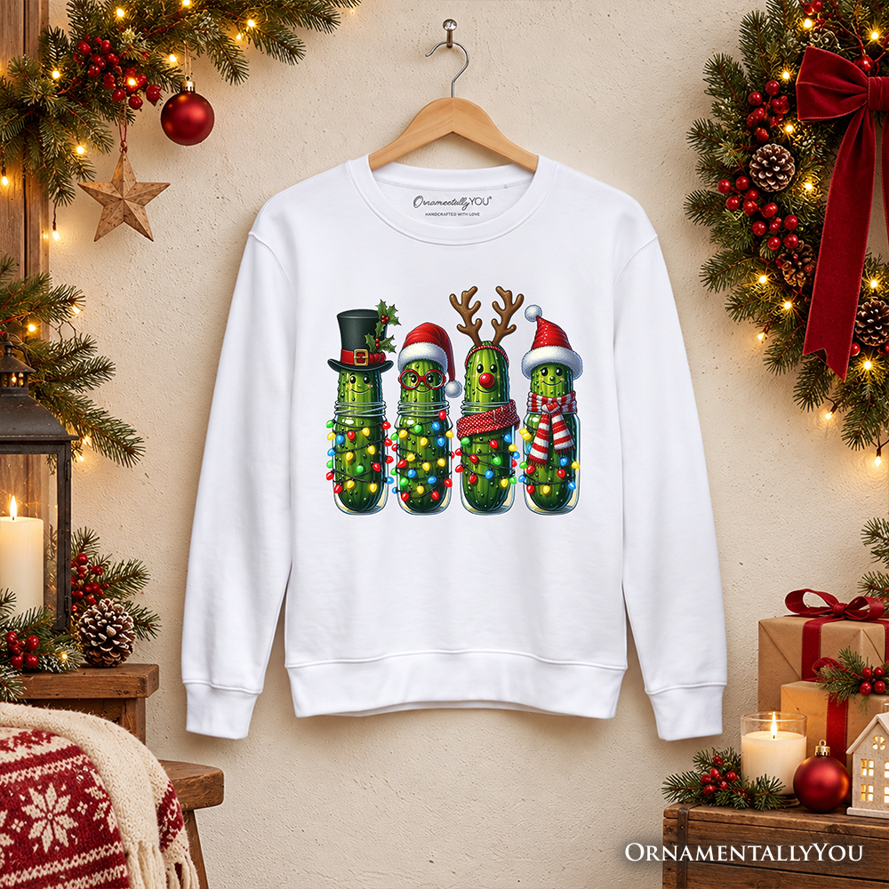Christmas Pickles Sweatshirt, Festive Holiday Cucumber Holiday Sweater