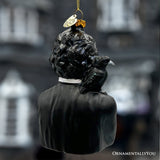 (Pre-Order) Edgar Allan Poe Glass Christmas Ornament, Spooky Halloween Horror Decor