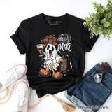 Haunt Mess Wine-Loving Ghost T-Shirt, Funny Halloween Tee with Spooky Ghost