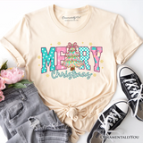 Merry Christmas Coquette Tree T-Shirt, Preppy Retro Holiday Gift Tee