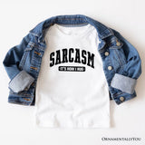 Sarcasm It’s How I Hug T-Shirt, Funny Minimalist Natural, White, Black, and Navy Tee for Bold and Sarcastic Women