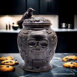 (Pre-Order) Spooky Urn 8" Cookie Jar, Ceramic Gothic Halloween Kitchen Decoration