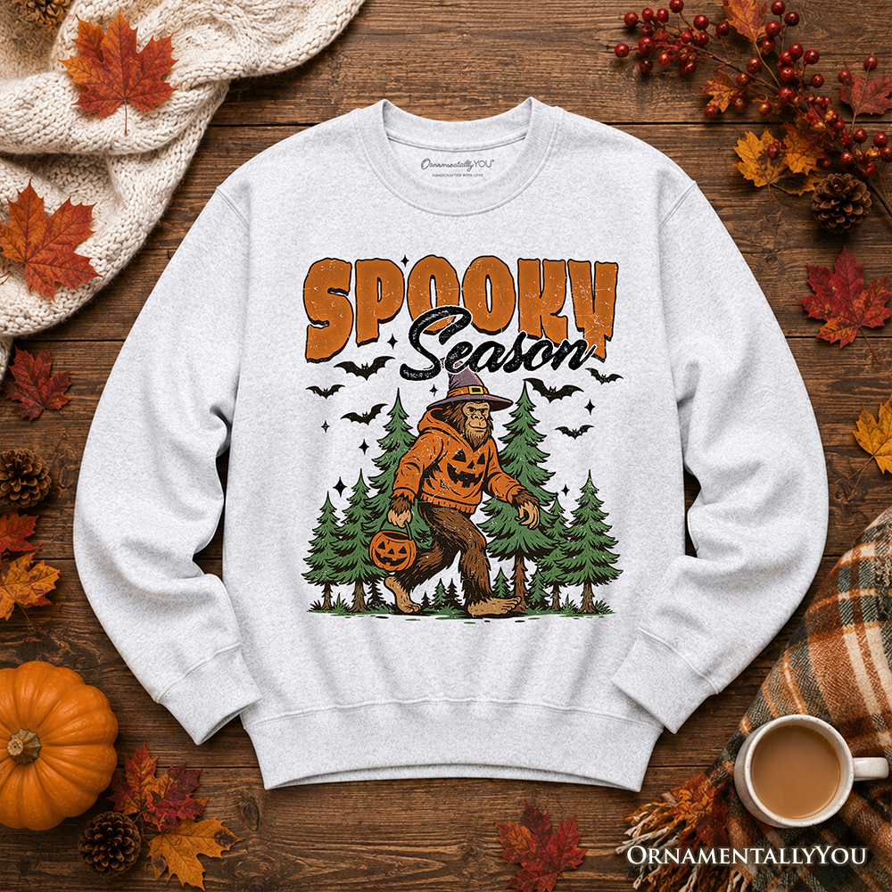 Spooky Season Bigfoot Sweatshirt, Halloween Sasquatch Pumpkin Sweater