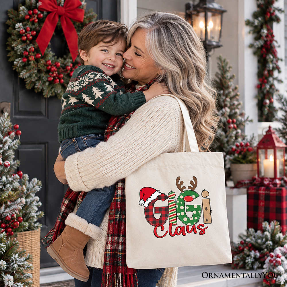 Gigi Claus Retro Christmas Tote Bag, Matching Family Holiday Gift Shopper