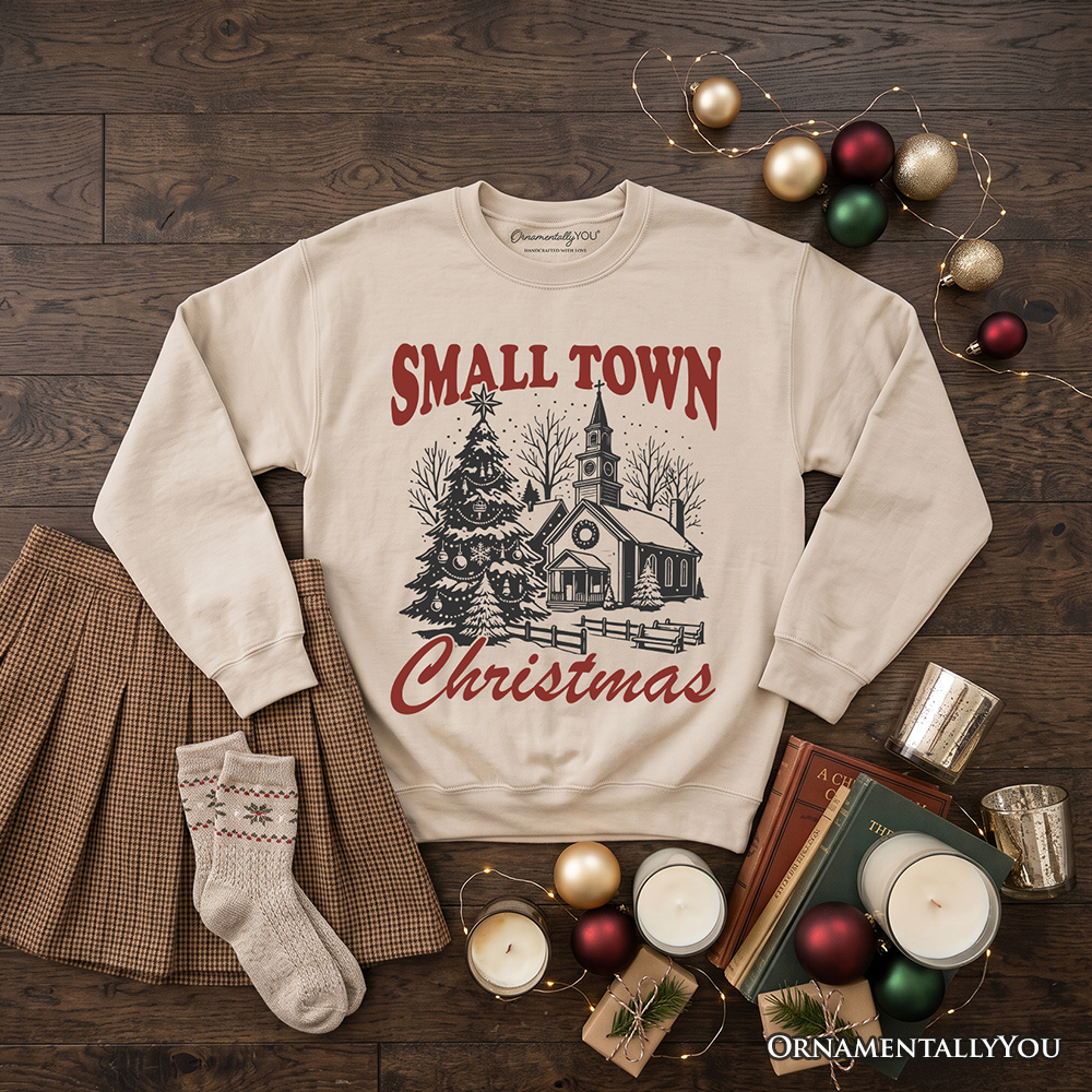 Small Town Christmas Vintage Sweatshirt, Rustic Winter Church Sweater