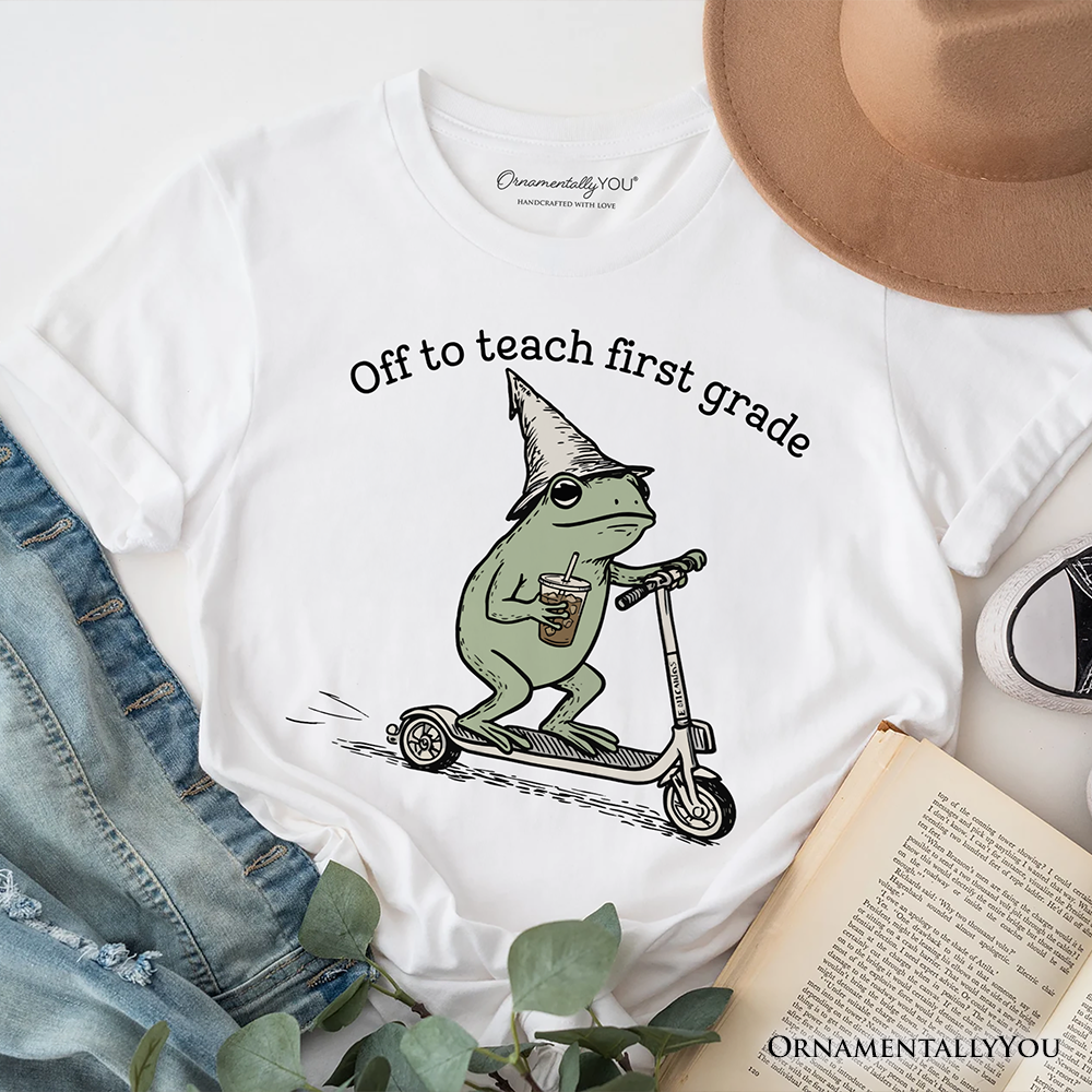 Off to Teach First Grade Frog T-Shirt, Funny Teachers Tee
