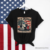 Ben Drankin Funny 4th of July T-Shirt, White, Navy and Black Patriotic Tee With Benjamin Franklin
