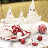 Endearing Prominent Red and White Christmas Ornament Set, Bauble Bundle with Candycane Colors and Patterns 70 Pieces