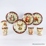 Holiday Cheer Set of 4 Plates with Real Gold Plaid Trim, Christmas Tableware Collection for Salad, Dessert, Appetizer, and Side Plates