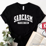 Sarcasm It’s How I Hug T-Shirt, Funny Minimalist Natural, White, Black, and Navy Tee for Bold and Sarcastic Women