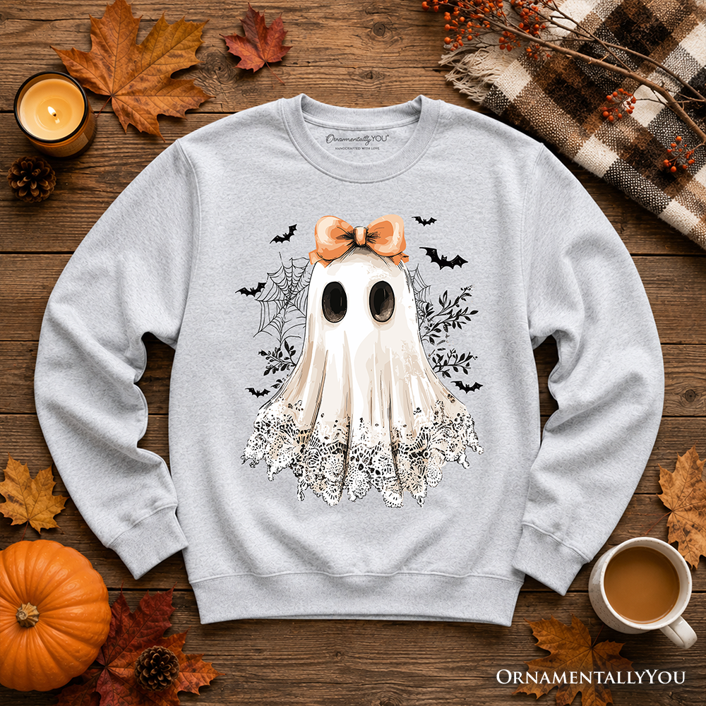 Coquette Ghost Sweatshirt, Cute Halloween Sweater for Girly Ghouls
