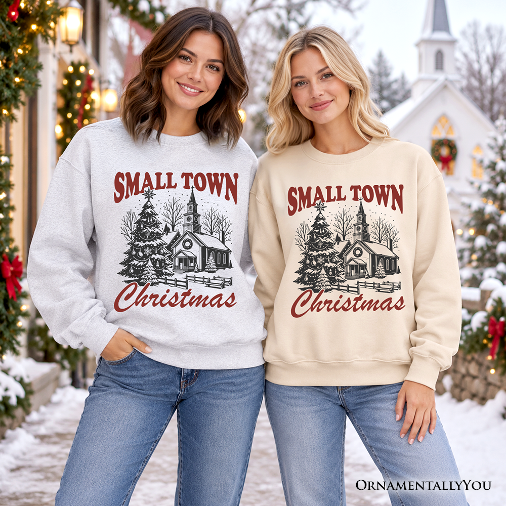 Small Town Christmas Vintage Sweatshirt, Rustic Winter Church Sweater