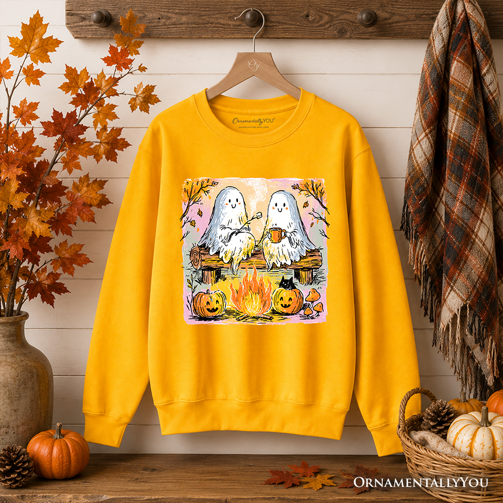 Cozy Campfire Ghosts Sweatshirt, Fall Halloween Pumpkin Sweater