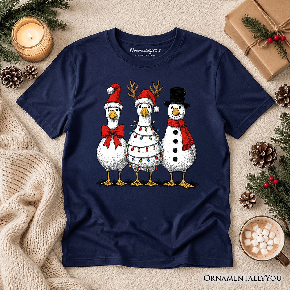 Kids Vintage Christmas Silly Goose T-Shirt, Snowman Spoof Winter Youth Tee