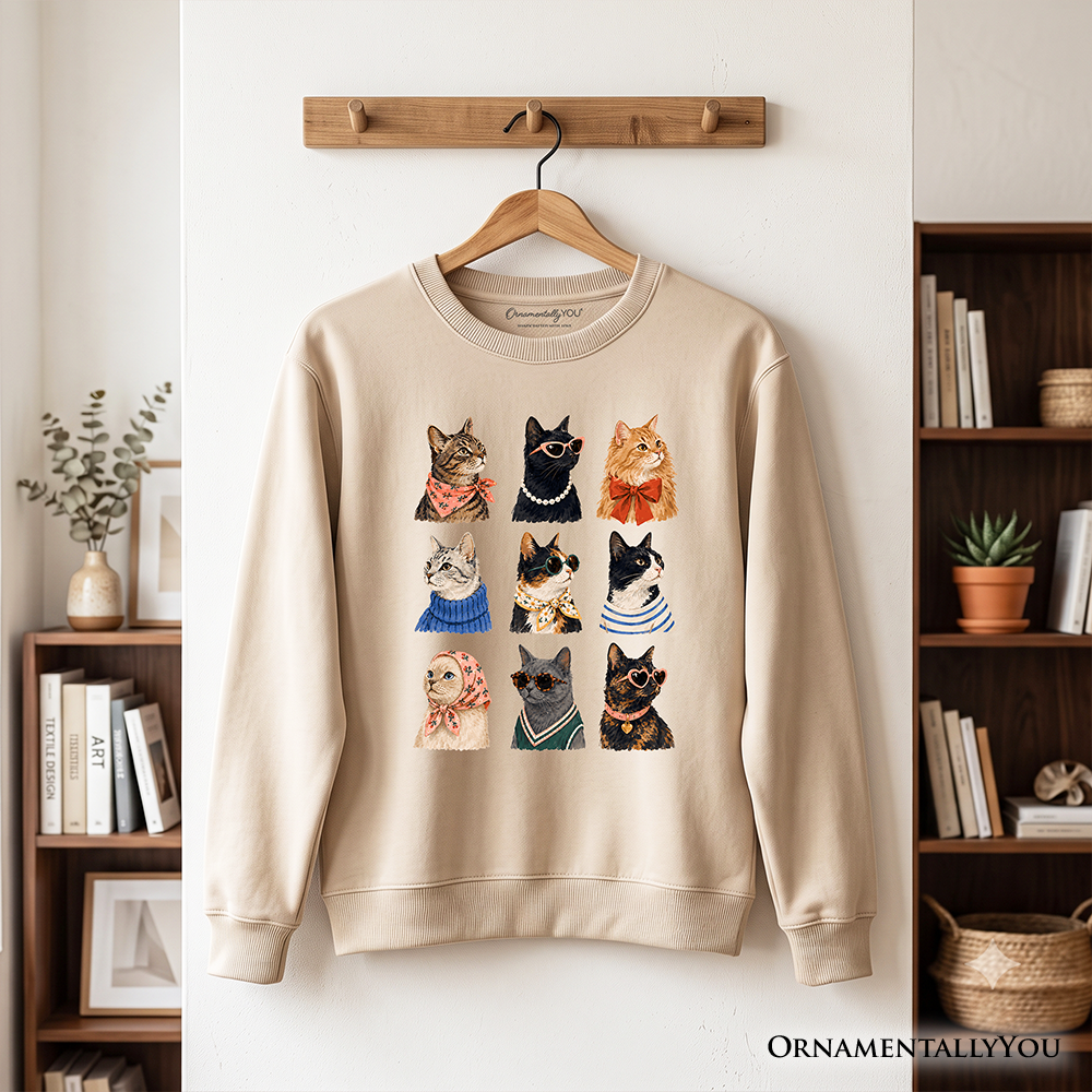 Colorful Cats Sweatshirt, Animals Breeds Summer Sweater