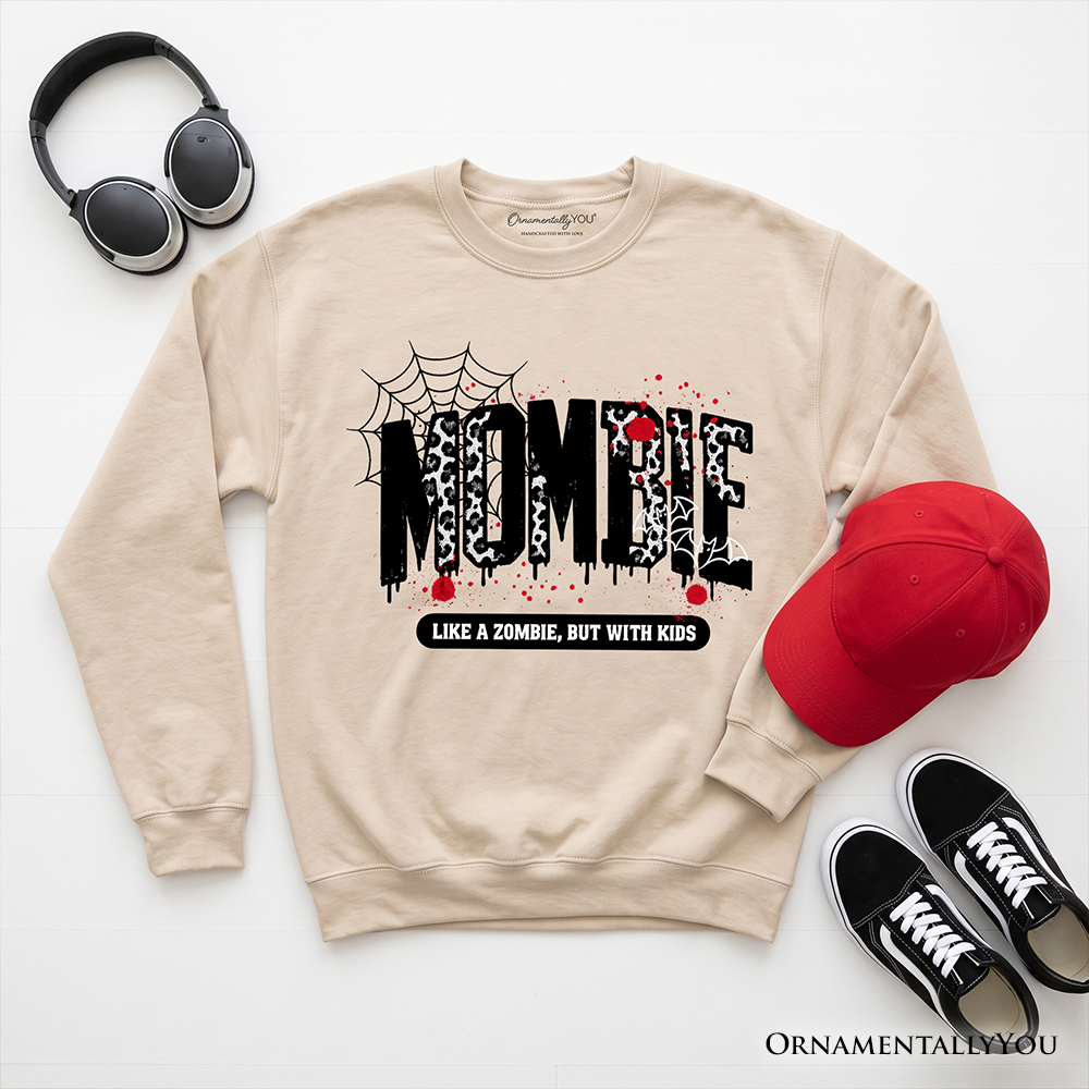 Mombie Like a Zombie But With Kids Sweatshirt, Funny Halloween Mom Horror Sweater