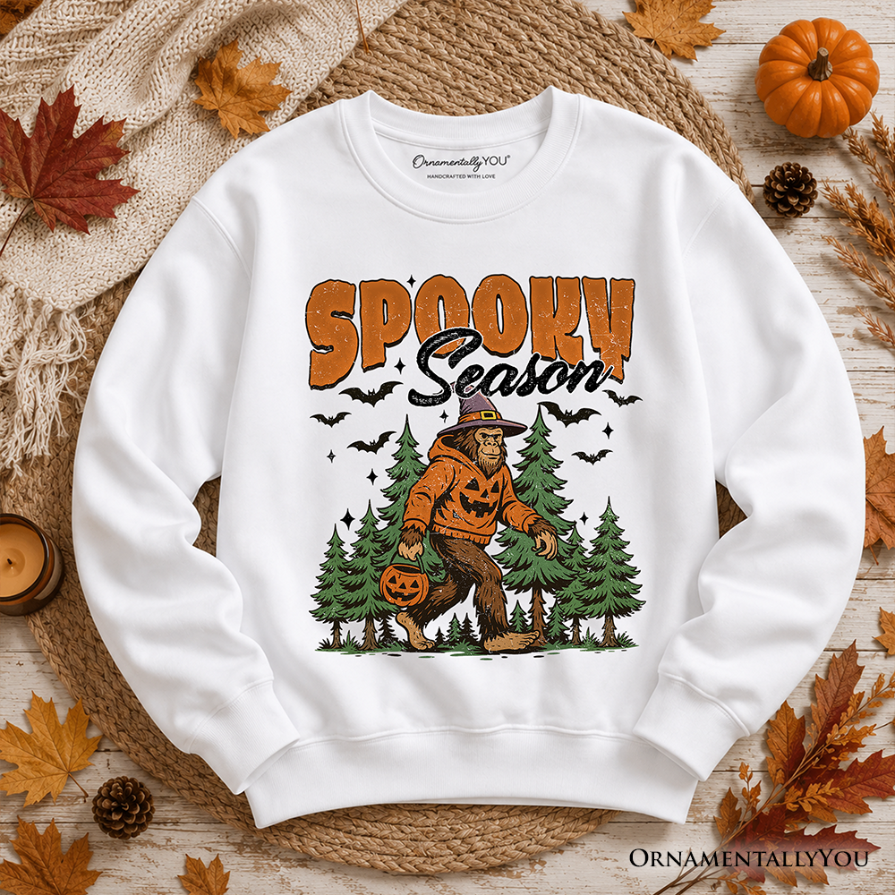 Spooky Season Bigfoot Sweatshirt, Halloween Sasquatch Pumpkin Sweater