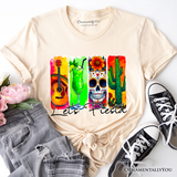Cinco De Mayo Brushstroke Mexican T-Shirt, Let’s Fiesta Guitar Margarita Skull Cactus Tee