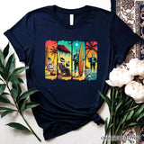 Frankenstein's Beach Vacation T-Shirt, Retro Neon Surf Style Tee for Horror Fans with Summer Vibes