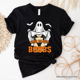 Show Me Your Boobs Halloween T-Shirt, Funny Naughty Pun Ghost Tee for Adults