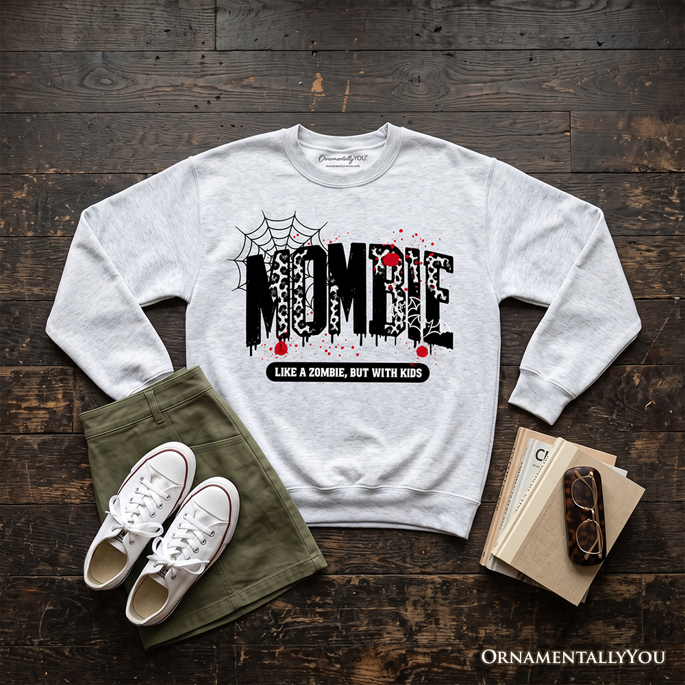 Mombie Like a Zombie But With Kids Sweatshirt, Funny Halloween Mom Horror Sweater
