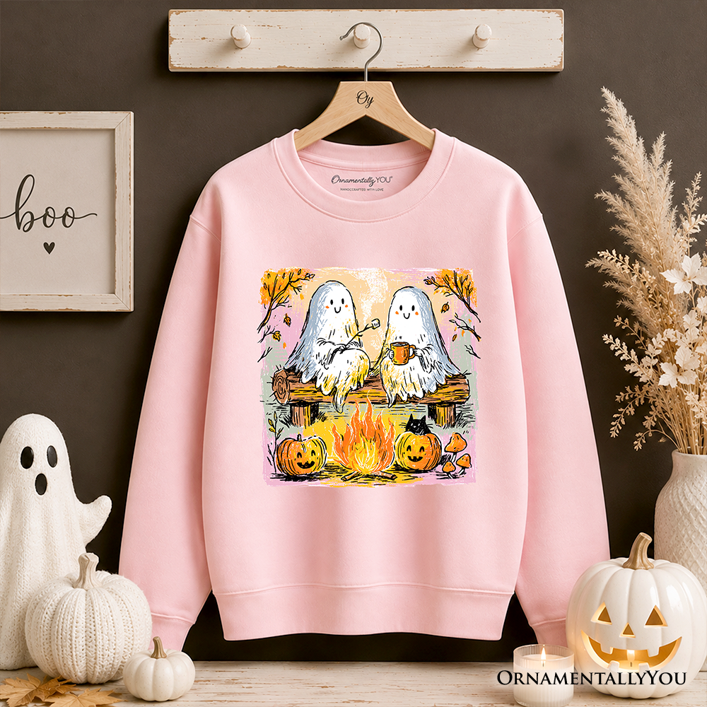 Cozy Campfire Ghosts Sweatshirt, Fall Halloween Pumpkin Sweater