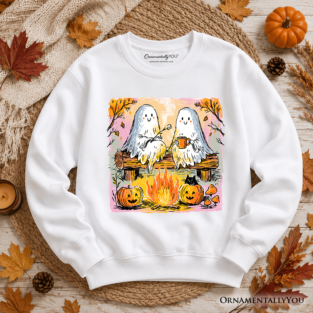 Cozy Campfire Ghosts Sweatshirt, Fall Halloween Pumpkin Sweater