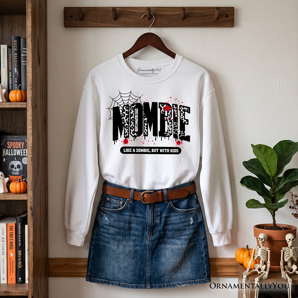 Mombie Like a Zombie But With Kids Sweatshirt, Funny Halloween Mom Horror Sweater