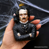 (Pre-Order) Edgar Allan Poe Glass Christmas Ornament, Spooky Halloween Horror Decor