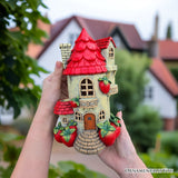 Solar Powered Strawberry Fairy Home Garden Statue, 10" Unique Spring Decoration
