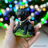(Pre-Order) Black Lab Glass Christmas Ornament, Labrador Retriever Dog Gift