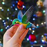 Graceful Hummingbird Iridescent Handcrafted Ornament, Glass Christmas Bird Tree Decoration