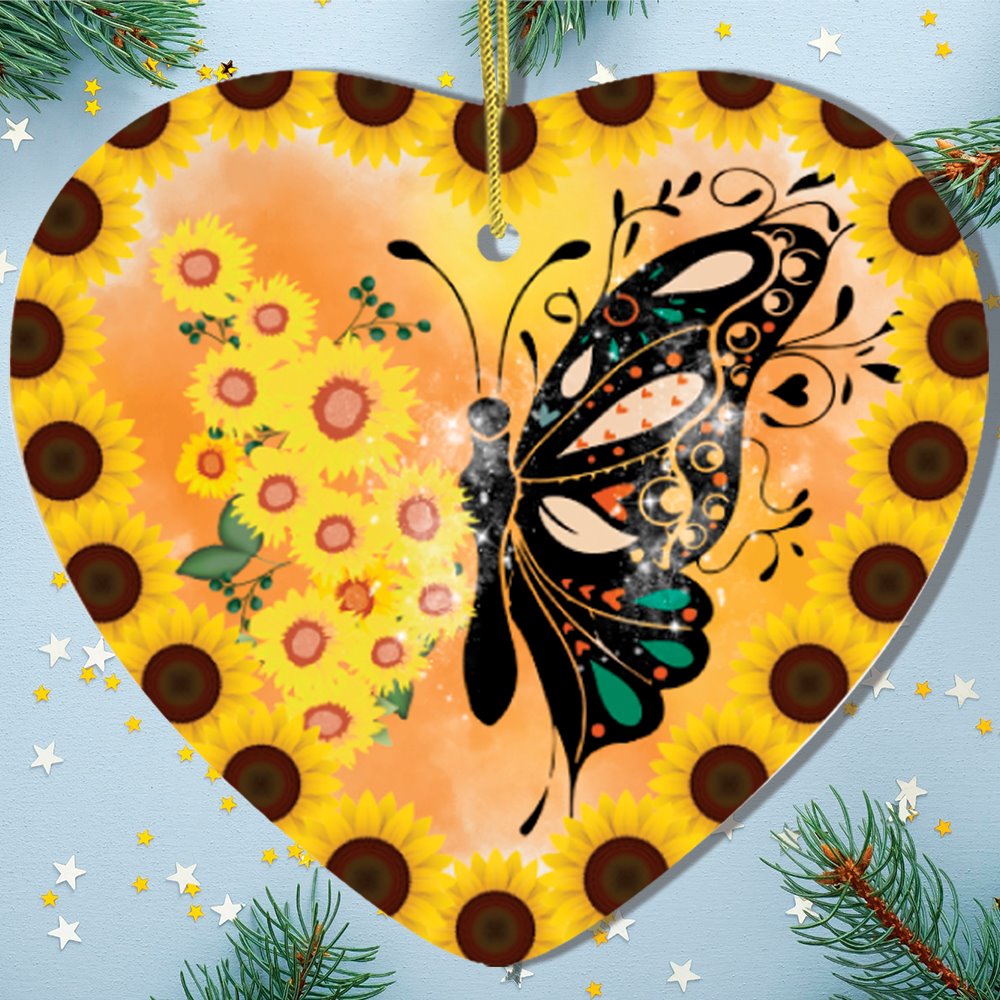 Sunflower Butterfly Artistic Ornament