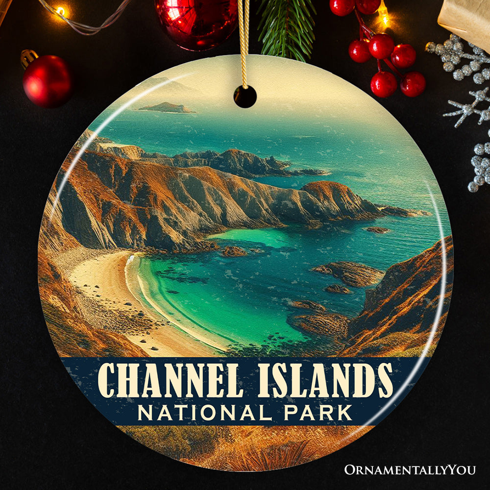Coastal Channel Islands National Park Ornament, California Rugged Shoreline Christmas Gift and Pacific Ocean Vista Keepsake