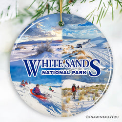 Illustrated Scenery White Sands National Park Ceramic Ornament, New Mexico Travel Souvenir and Christmas Gift
