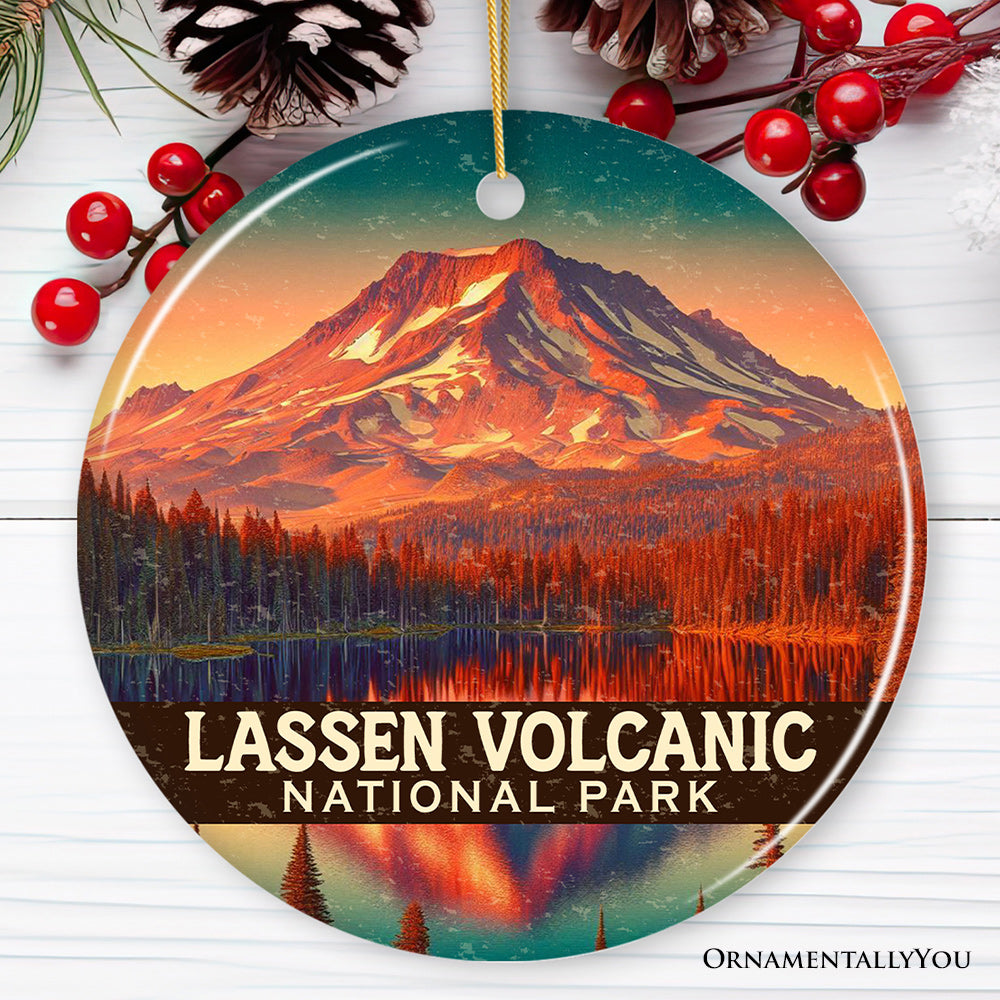 Lassen Volcanic National Park Ornament, California Fiery Peak Reflection Christmas Gift and Wilderness Keepsake