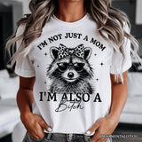 Not Just a Mom Raccoon T-Shirt, Retro White Tee for Sarcastic and Unapologetic Mothers