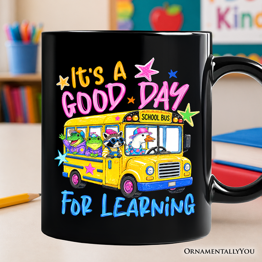 School Bus Good Day for Learning Personalized Mug, Funny Back to School Gift with Custom Name