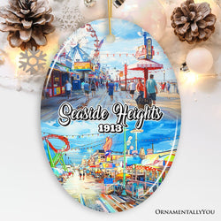 Artistic Lively Seaside Heights Ornament, New Jersey Festive Beach Paradise Christmas Gift and Decor
