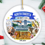 Artistic North Dakota State Themes and Landmarks Christmas Ornament