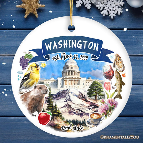 Artistic Washington State Themes and Landmarks Christmas Ornament
