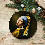 Johannes Vermeer Girl with a Pearl Earring Ceramic Ornament, Famous Painting Souvenir