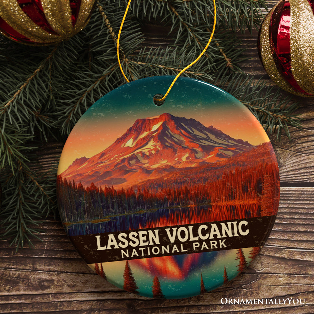 Lassen Volcanic National Park Ornament, California Fiery Peak Reflection Christmas Gift and Wilderness Keepsake